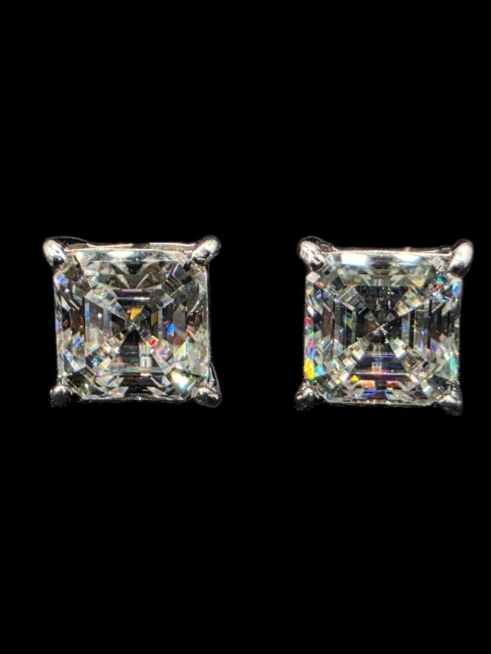 4.00 CTW Princess Cut Moissanite Stud Earrings Solid 925 Sterling Silver Square